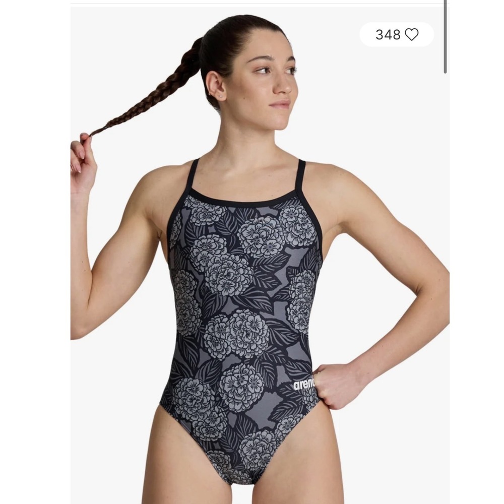 Arena Hydrangea Bouquet Challenge Back Swimsuit Black Team Black Size 38